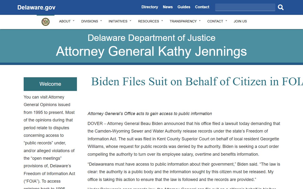 Delaware Freedom of Information Act and Court Records